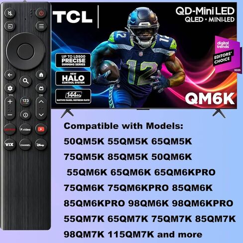 لاستبدال جهاز التحكم عن بعد TCL Google TV، متوافق مع TCL QD-Mini LED 4K UHD 50/55/65/75/85 QM5K، QM6K، QM7K Google Smart TVs Series والمزيد (بدون تحكم صوتي) in Kuwait