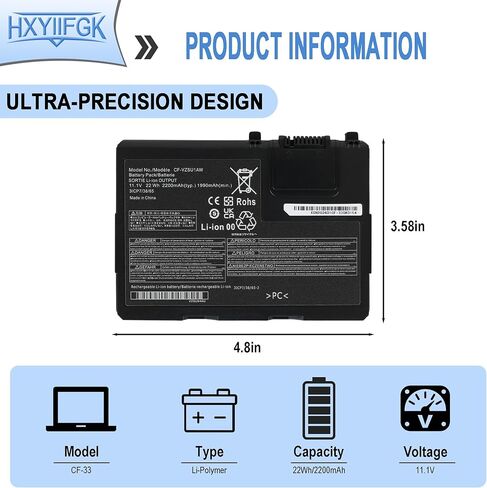 CF-VZSU1AW استبدال بطارية الكمبيوتر المحمول لباناسونيك Toughbook CF-33 12 بوصة CF-33MK1 CF-VZSU1AR CF-VZSU1AJS CF-VZSU1BW CF-33AEHFATG CF-33AEQGATG CF-33AEHFZTG CF-33AEHFZTN in Kuwait