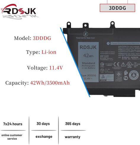3DDDG 45N3J Laptop Battery for Dell Latitude 5280 5288 5480 5490 5580 5590 5491 5591 5488 5495 E5280 E5288 E5480 E5490 E5580 E5590 Precision 3520 3530 Series 080JT9 049XH 3VC9Y RRJDX 11.4V 42Wh in Saudi Arabia