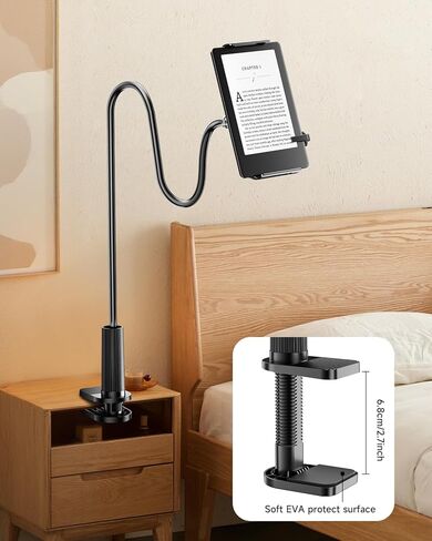 Kindle Holder with Remote Page Turner, Reading Stand for Bed, Desk with Clicker, for Kindle Paperwhite, Oasis, Tablet, iPhone and More, Black Page Turner in Saudi Arabia