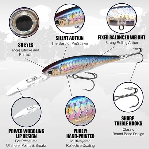 LUCKY CRAFT Pointer 65XD, Jerkbait, Trout Fishing Lure, Freshwater Bass Fishing Lure, Suspending Hard Bait with Side-to-Side Action, Weight Fixed Low Center Balancer in Saudi Arabia