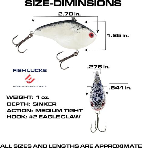 طُعم كرنك من Fish Luck E Hail Mary Lipless (1 أونصة) سريع الغرق وطويل الصب، صنع في الولايات المتحدة الأمريكية in Kuwait