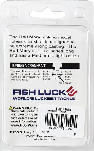 طُعم كرنك من Fish Luck E Hail Mary Lipless (1 أونصة) سريع الغرق وطويل الصب، صنع في الولايات المتحدة الأمريكية in Kuwait