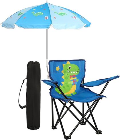Outdoor Toddler Camping Chair with Umbrella Foldable Beach Chairs with Safety Lock for Kids Waterproof Lawn Kids Folding Chair for Outside Beach Travel(Unicorn) in Saudi Arabia