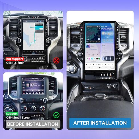 Android 14 Car Radio Upgrade for Dodge RAM 1500 2500 3500 2019 2020 2021 2023 Car Stereo Carplay Android Auto GPS Navigaion (Black) in Saudi Arabia