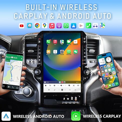 Android 14 Car Radio Upgrade for Dodge RAM 1500 2500 3500 2019 2020 2021 2023 Car Stereo Carplay Android Auto GPS Navigaion (Black) in Saudi Arabia