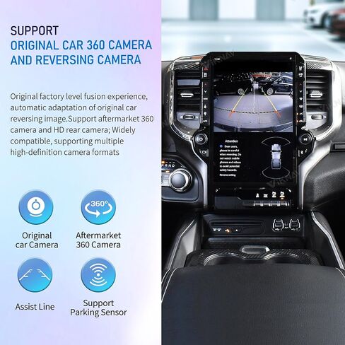 Android 14 Car Radio Upgrade for Dodge RAM 1500 2500 3500 2019 2020 2021 2023 Car Stereo Carplay Android Auto GPS Navigaion (Black) in Saudi Arabia