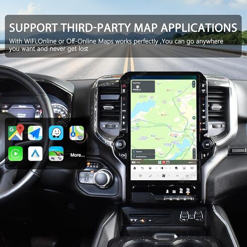 Android 14 Car Radio Upgrade for Dodge RAM 1500 2500 3500 2019 2020 2021 2023 Car Stereo Carplay Android Auto GPS Navigaion (Black) in Saudi Arabia