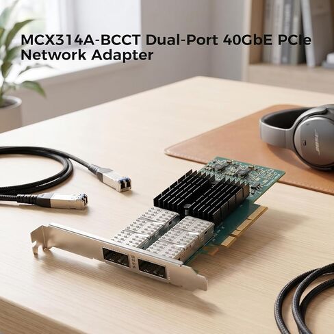 Gugxiom MCX314A-BCCT Dual-Port 40GbE PCIe Network Adapter, QSFP PCIe 3.0 x8, 80Gbps Total, for Data Center HPC Cloud Computing in Saudi Arabia