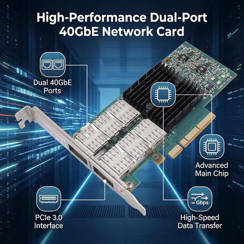Gugxiom MCX314A-BCCT Dual-Port 40GbE PCIe Network Adapter, QSFP PCIe 3.0 x8, 80Gbps Total, for Data Center HPC Cloud Computing in Saudi Arabia