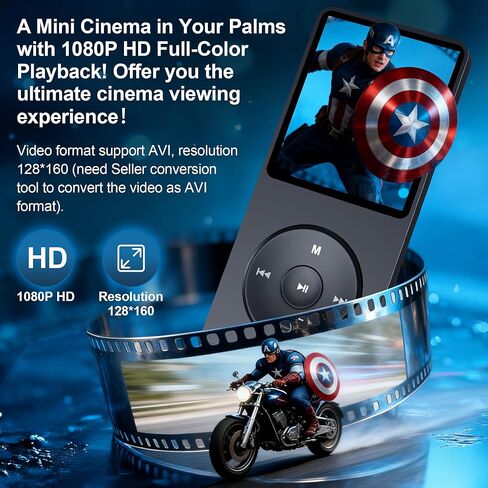 128GB MP3 Player with Bluetooth 5.3, Ninsiden 1.8-Inch Music Play Built-in HiFi Speaker,Portable MP4/MP3 Player for Kids with Music,Video,FM Radio, E-Book Reader, Voice Record, Photo Viewer, Black in Saudi Arabia