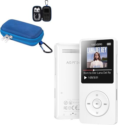 AGPTEK A02 مشغل MP3 بلوتوث أبيض مع حافظة مقاس 1.8 بوصة in Saudi Arabia