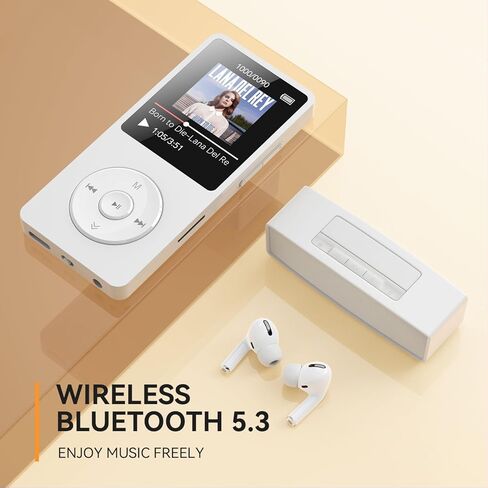 AGPTEK A02 مشغل MP3 بلوتوث أبيض مع حافظة مقاس 1.8 بوصة in Saudi Arabia