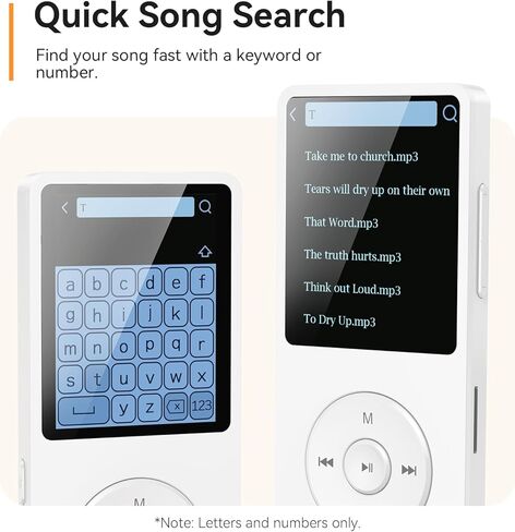 AGPTEK A02 مشغل MP3 بلوتوث أبيض مع حافظة مقاس 1.8 بوصة in Saudi Arabia