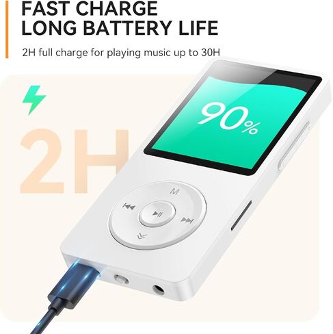 AGPTEK A02 مشغل MP3 بلوتوث أبيض مع حافظة مقاس 1.8 بوصة in Saudi Arabia