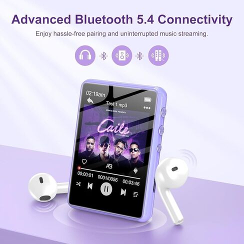 مشغل MP3 سعة 128 جيجابايت - مشغل MP3 محمول مع بلوتوث 5.4، مشغل موسيقى محمول مع راديو FM، مسجل صوت، عداد الخطى، تصميم صغير مثالي للرياضة in Kuwait