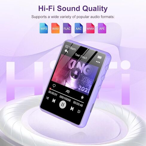 مشغل MP3 سعة 128 جيجابايت - مشغل MP3 محمول مع بلوتوث 5.4، مشغل موسيقى محمول مع راديو FM، مسجل صوت، عداد الخطى، تصميم صغير مثالي للرياضة in Kuwait