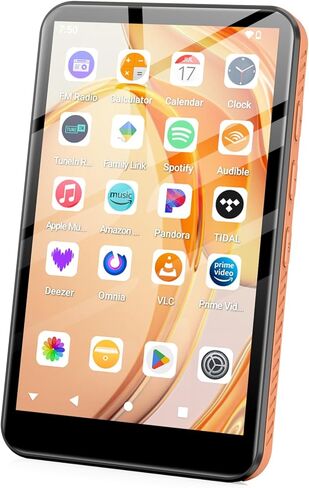 Android 13 MP3 Player with Bluetooth and WiFi, MP3 MP4 Player with 4" Touchscreen and Speaker, 4GB RAM & 32GB ROM, Spotify Music Player with Audible, Amazon Music, Play Store (Orange) in Saudi Arabia