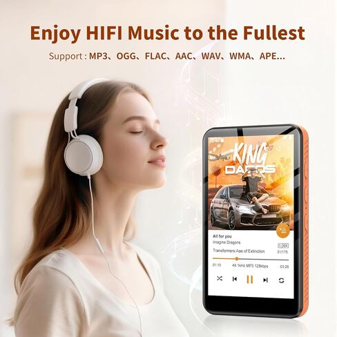 Android 13 MP3 Player with Bluetooth and WiFi, MP3 MP4 Player with 4" Touchscreen and Speaker, 4GB RAM & 32GB ROM, Spotify Music Player with Audible, Amazon Music, Play Store (Orange) in Saudi Arabia