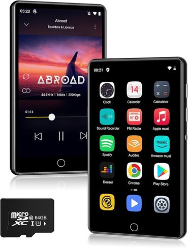 مشغل MP3 SWOFY مزود بتقنية Bluetooth وWiFi، M503pro 80GB Android 9 OS، شاشة لمس 4 بوصة، مشغل موسيقى وفيديو Spotify، مكبر صوت مدمج، راديو FM، مشغل MP4 للأطفال in Kuwait