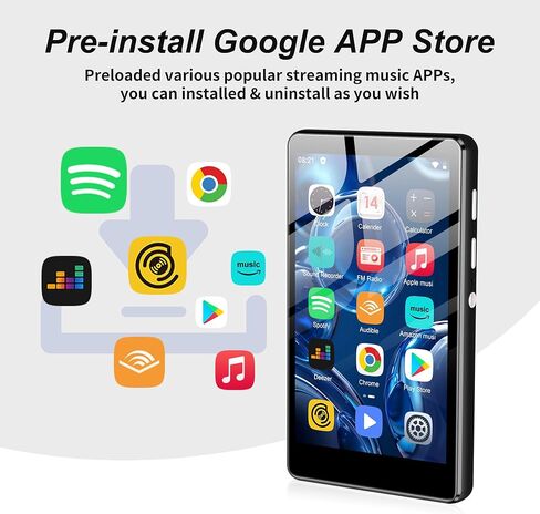 مشغل MP3 SWOFY مزود بتقنية Bluetooth وWiFi، M503pro 80GB Android 9 OS، شاشة لمس 4 بوصة، مشغل موسيقى وفيديو Spotify، مكبر صوت مدمج، راديو FM، مشغل MP4 للأطفال in Kuwait
