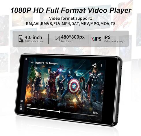 مشغل MP3 SWOFY مزود بتقنية Bluetooth وWiFi، M503pro 80GB Android 9 OS، شاشة لمس 4 بوصة، مشغل موسيقى وفيديو Spotify، مكبر صوت مدمج، راديو FM، مشغل MP4 للأطفال in Kuwait