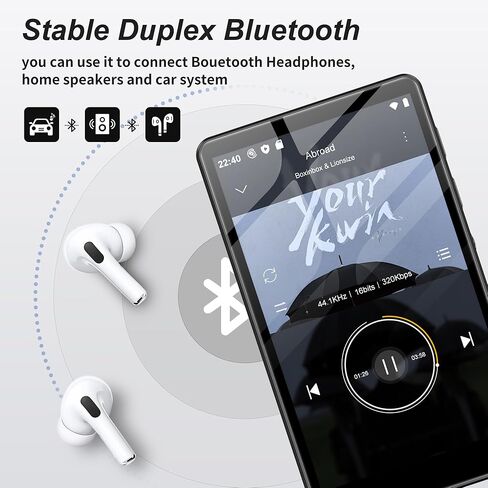 مشغل MP3 SWOFY مزود بتقنية Bluetooth وWiFi، M503pro 80GB Android 9 OS، شاشة لمس 4 بوصة، مشغل موسيقى وفيديو Spotify، مكبر صوت مدمج، راديو FM، مشغل MP4 للأطفال in Kuwait