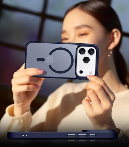 حافظة SPIDERCASE مغناطيسية لهاتف iPhone 17 Pro Max، حافظة شفافة غير لامعة مع قطعتين من واقي الشاشة الزجاجي المقوى المضاد للخدش وبصمات الأصابع لهاتف iPhone 17 Pro Max 6.9 بوصة، أزرق in Kuwait