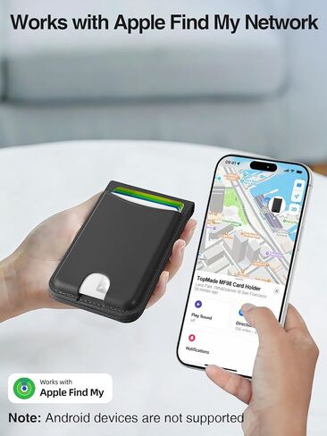 TopMade for MagSafe Wallet, Works with Apple Find My, Strongest Magnetic Wallet with Stand, 6 Card Holder, RFID Blocking, Magnetic Card Holder for iPhone 17/16/15/14/13/12 Series, Rechargeable, Black in Saudi Arabia