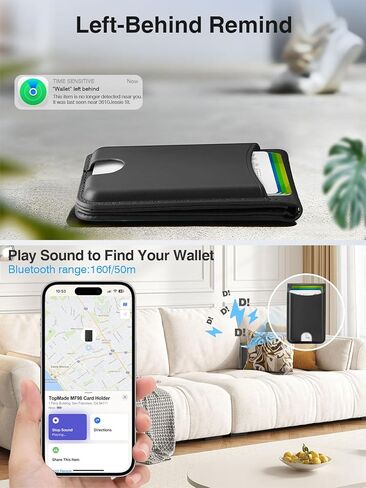 TopMade for MagSafe Wallet, Works with Apple Find My, Strongest Magnetic Wallet with Stand, 6 Card Holder, RFID Blocking, Magnetic Card Holder for iPhone 17/16/15/14/13/12 Series, Rechargeable, Black in Saudi Arabia