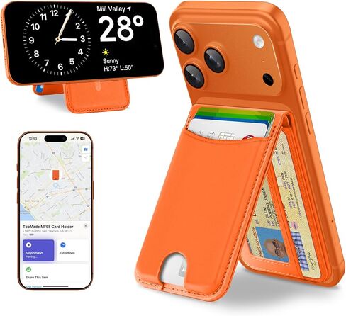 TopMade for MagSafe Wallet, Works with Apple Find My, Strongest Magnetic Wallet with Stand, 6 Card Holder, RFID Blocking, Magnetic Card Holder for iPhone 17/16/15/14/13/12 Series, Rechargeable, Black in Saudi Arabia