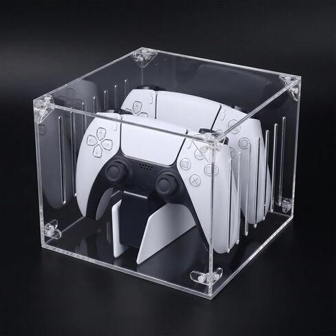 غطاء غبار أكريليك Fletzorb متوافق مع وحدة تحكم PS5 DualSense ومحطة الشحن، حافظة واقية شفافة بخمسة جوانب مع فتحات تهوية، تصميم لا أساس له من التجميع لسهولة الوصول in Kuwait