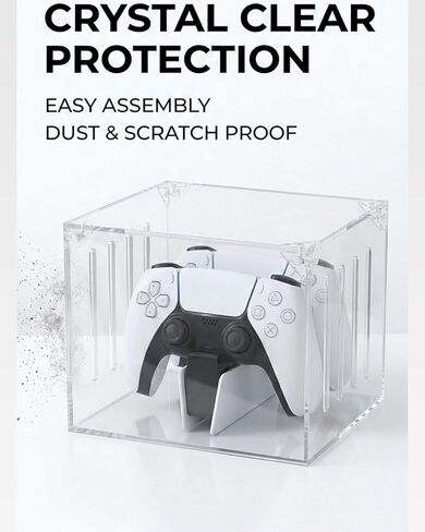 غطاء غبار أكريليك Fletzorb متوافق مع وحدة تحكم PS5 DualSense ومحطة الشحن، حافظة واقية شفافة بخمسة جوانب مع فتحات تهوية، تصميم لا أساس له من التجميع لسهولة الوصول in Kuwait