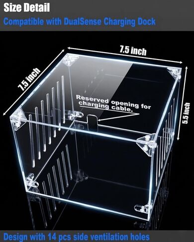غطاء غبار أكريليك Fletzorb متوافق مع وحدة تحكم PS5 DualSense ومحطة الشحن، حافظة واقية شفافة بخمسة جوانب مع فتحات تهوية، تصميم لا أساس له من التجميع لسهولة الوصول in Kuwait