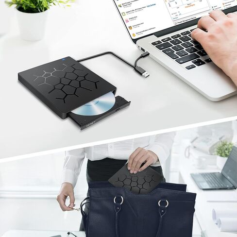 External DVD Drive, USB 3.0 CD DVD Burner for Laptop, Type-C CD/DVD ROM +/-RW Optical Disk Drive with 4 USB Ports and 2 SD Card Slots, Ultra Slim, for Mac, PC Windows 10/8/7 Linux OS in Saudi Arabia