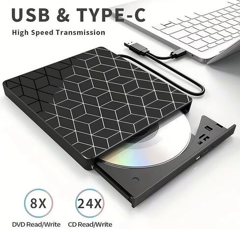 محرك أقراص DVD خارجي، 7 في 1 USB 3.0 فائق النحافة، محرك أقراص ضوئي مع 4 منافذ USB وفتحة بطاقة SD/TF 2* لأجهزة الكمبيوتر المحمول Mac، وأجهزة الكمبيوتر الشخصي التي تعمل بنظام التشغيل Windows 11/10/8/7 Linux OS in Saudi Arabia