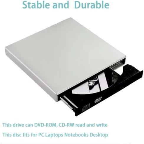 محرك أقراص DVD خارجي USB 2.0، ناسخ أقراص CD/DVD 24X، جهاز إعادة كتابة أقراص CD/DVD رفيع محمول، التوصيل والتشغيل لسطح المكتب المحمول، النسخ الاحتياطي للبيانات، الموسيقى، الأفلام in Saudi Arabia