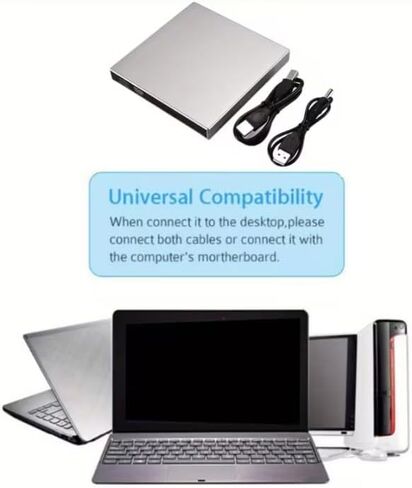 محرك أقراص DVD خارجي USB 2.0، ناسخ أقراص CD/DVD 24X، جهاز إعادة كتابة أقراص CD/DVD رفيع محمول، التوصيل والتشغيل لسطح المكتب المحمول، النسخ الاحتياطي للبيانات، الموسيقى، الأفلام in Saudi Arabia