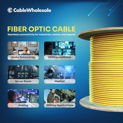 Zipcord Fiber Optic Cable, Duplex OS2 9/125 Singlemode, Riser Rated, Yellow, 1000ft in Saudi Arabia