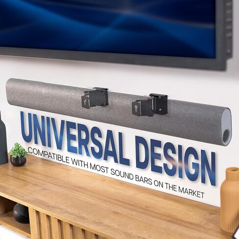 VIVO Steel Universal Soundbar Wall Mount، دعامات L، حاملات ذراع مكبر صوت ممتدة قابلة للتعديل، أسود، Mount-ESB1 in Saudi Arabia