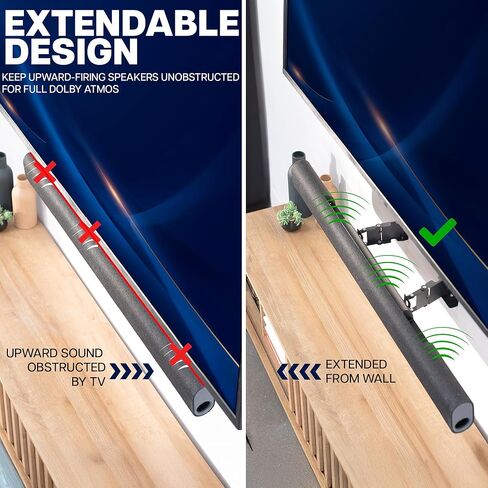 VIVO Steel Universal Soundbar Wall Mount، دعامات L، حاملات ذراع مكبر صوت ممتدة قابلة للتعديل، أسود، Mount-ESB1 in Saudi Arabia