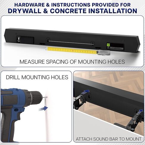 VIVO Steel Universal Soundbar Wall Mount، دعامات L، حاملات ذراع مكبر صوت ممتدة قابلة للتعديل، أسود، Mount-ESB1 in Saudi Arabia