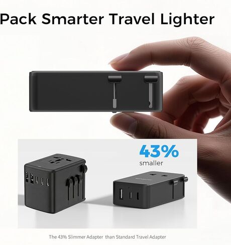 محول سفر عالمي مع كابل شحن 3 في 1، محول طاقة دولي مع مخرج تيار متردد، 1 منفذ USB-A ومنفذين USB-C، يعمل في أكثر من 150 دولة (الولايات المتحدة/الاتحاد الأوروبي/المملكة المتحدة/الاتحاد الأفريقي)، وليس محول جهد كهربائي in Kuwait