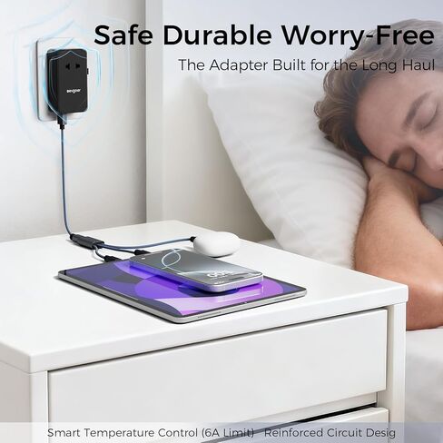 محول سفر عالمي مع كابل شحن 3 في 1، محول طاقة دولي مع مخرج تيار متردد، 1 منفذ USB-A ومنفذين USB-C، يعمل في أكثر من 150 دولة (الولايات المتحدة/الاتحاد الأوروبي/المملكة المتحدة/الاتحاد الأفريقي)، وليس محول جهد كهربائي in Kuwait