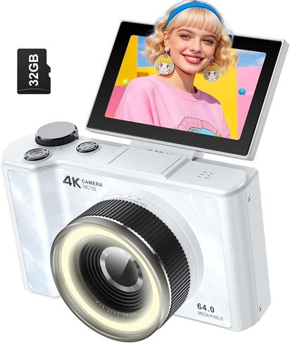 كاميرا رقمية W & O 4K للتصوير الفوتوغرافي، كاميرا رقمية بشاشة قابلة للطي للأطفال in Kuwait