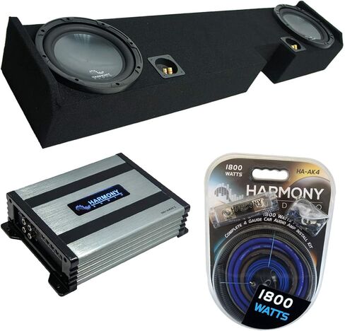 Harmony Audio HA-R104 متوافق مع Ford F250/350 Extened/Super Cab Truck 2001-2015 Rhythm Series 10 بوصة - حزمة فرعية، HA-A400.1 Class D Mono 800W Sub Amp و2X10FORD-EXCAB-01-08 حاوية صندوق فرعي in Saudi Arabia