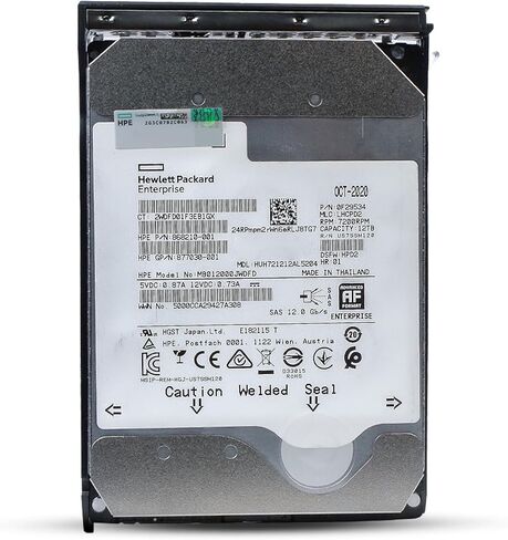 HP 12 تيرابايت 7200 دورة في الدقيقة SAS 12 جيجابايت/ثانية 512e 3.5 بوصة محرك الأقراص الصلبة للمؤسسات DL20 DL110 DL320 DL325 DL340 DL345 DL360 DL365 DL380 DL385 DL560 ML110 ML350 MB012000JWDFD 868210-001 G11 (متجدد) in Saudi Arabia