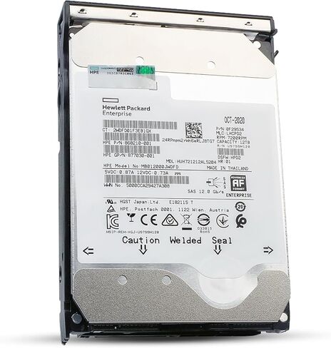 HP 12 تيرابايت 7200 دورة في الدقيقة SAS 12 جيجابايت/ثانية 512e 3.5 بوصة محرك الأقراص الصلبة للمؤسسات DL20 DL110 DL320 DL325 DL340 DL345 DL360 DL365 DL380 DL385 DL560 ML110 ML350 MB012000JWDFD 868210-001 G11 (متجدد) in Saudi Arabia