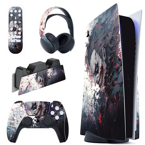 PlayVital for ps5 Skin - إصدار القرص مجموعة كاملة من غلاف وحدة التحكم، غطاء لاصق من الفينيل لوحدة التحكم ps5 ومحطة الشحن وسماعة الرأس وجهاز التحكم عن بعد للوسائط - Kill Clown in Saudi Arabia