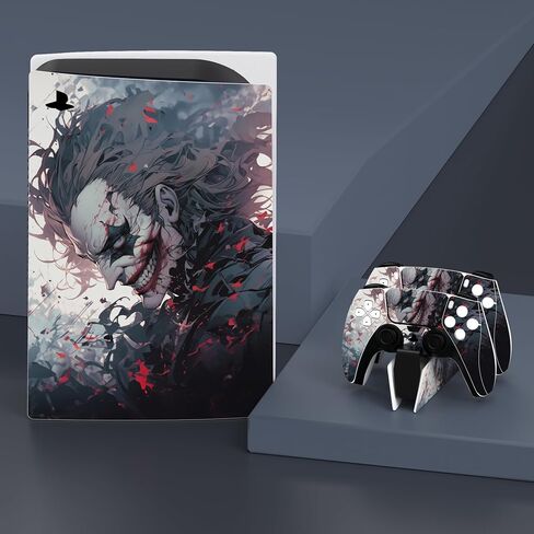 PlayVital for ps5 Skin - إصدار القرص مجموعة كاملة من غلاف وحدة التحكم، غطاء لاصق من الفينيل لوحدة التحكم ps5 ومحطة الشحن وسماعة الرأس وجهاز التحكم عن بعد للوسائط - Kill Clown in Saudi Arabia